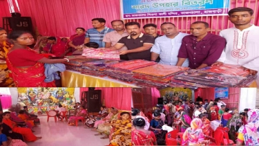 রাজবাড়ীতে মানব সেবায় মানবিক সংগঠনের শারদ উপহার  বিতরণ