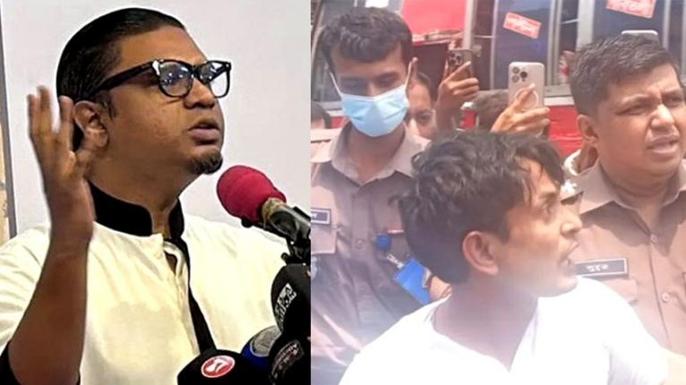 রাশেদ প্রধানের বাসার সামনে বিক্ষোভ, জাগপা নেতা পুলিশ হেফাজতে